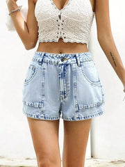 High-Waisted Wash Denim Shorts OutfitFlow