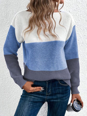 Outfit Flow - Color Block Boat Neck Sweater