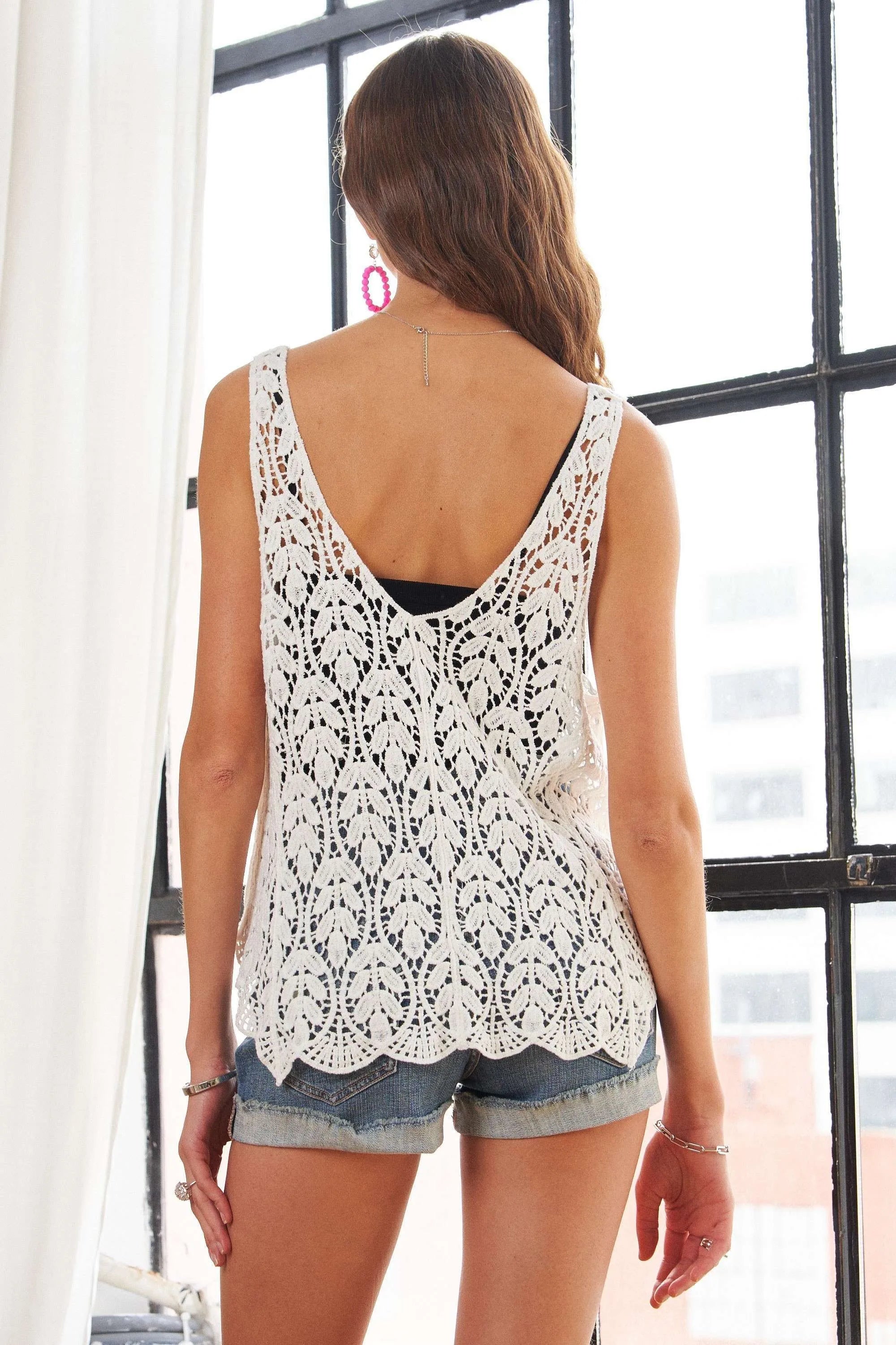 ADORA Leaf Crochet Tank Top OutfitFlow