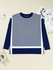 Stripe Dolman Oversize Tunic Sweater Trendsi