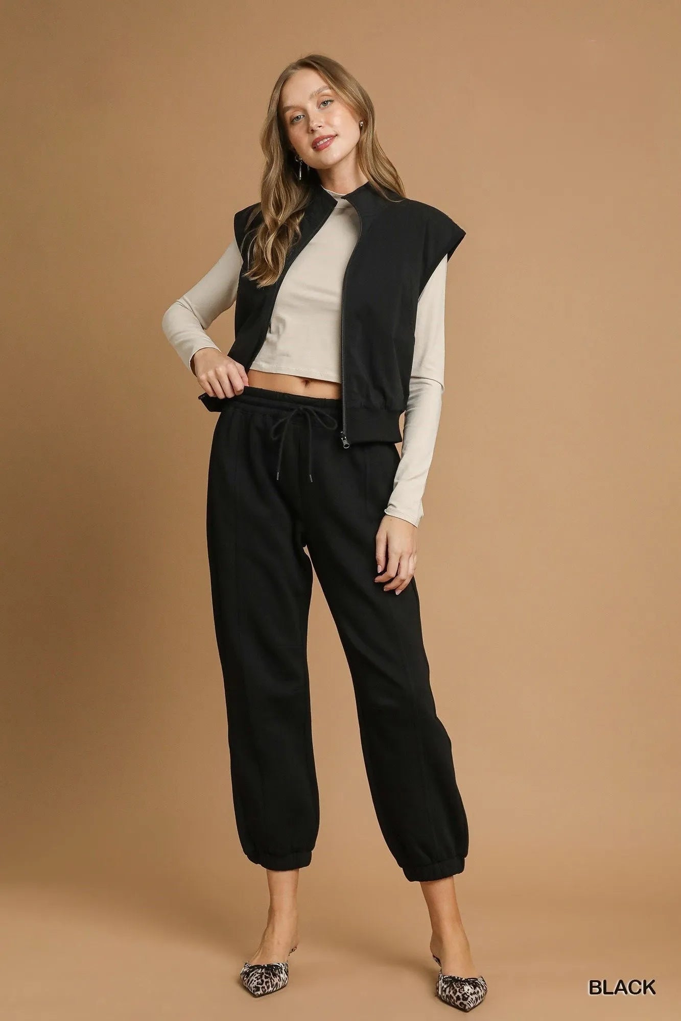 Umgee Fleece Jogger Pants with Drawstring OutfitFlow