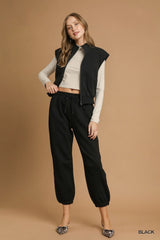 Umgee Fleece Jogger Pants with Drawstring OutfitFlow