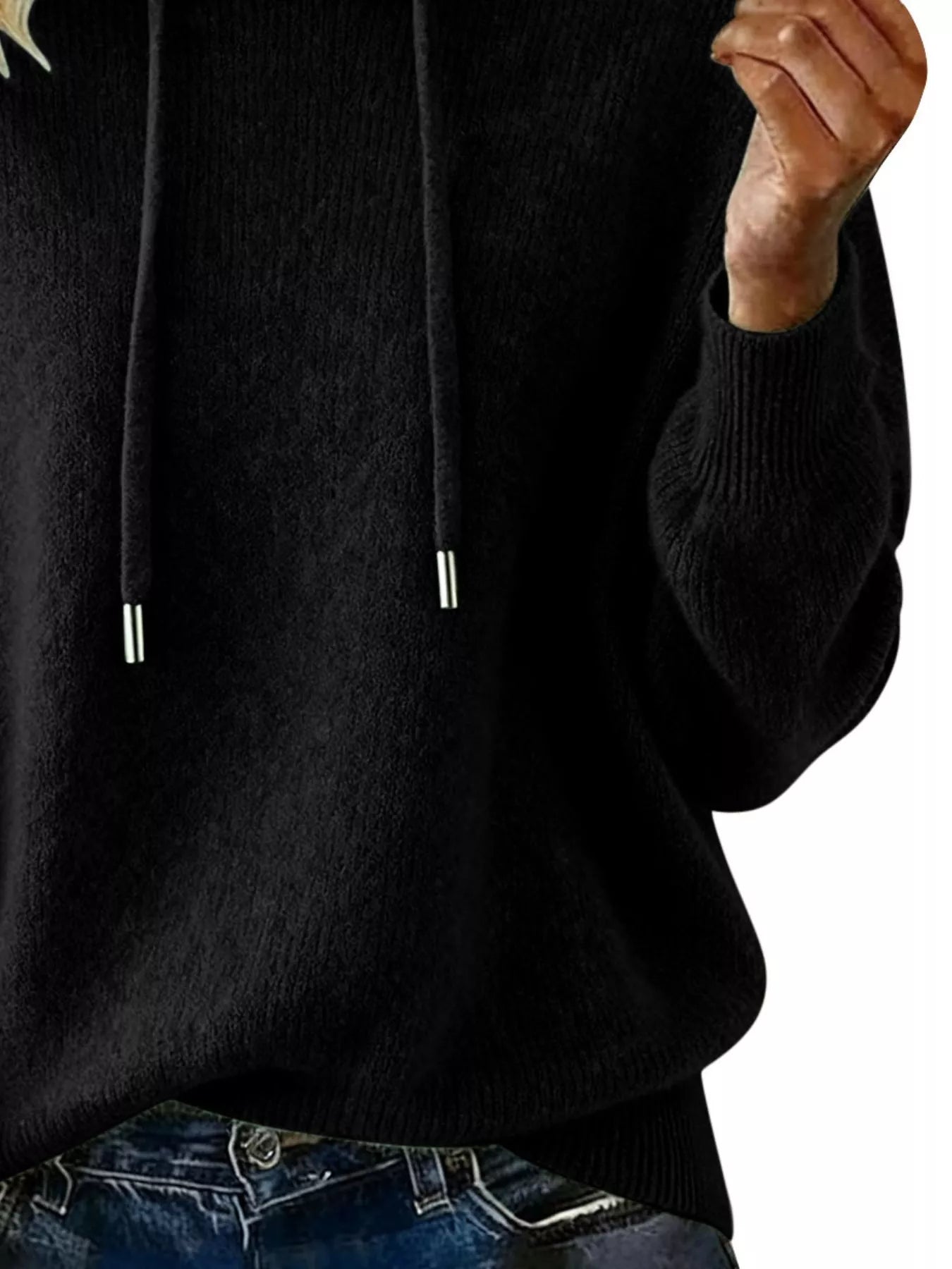 Drawstring Long Sleeve Hooded Sweater Trendsi