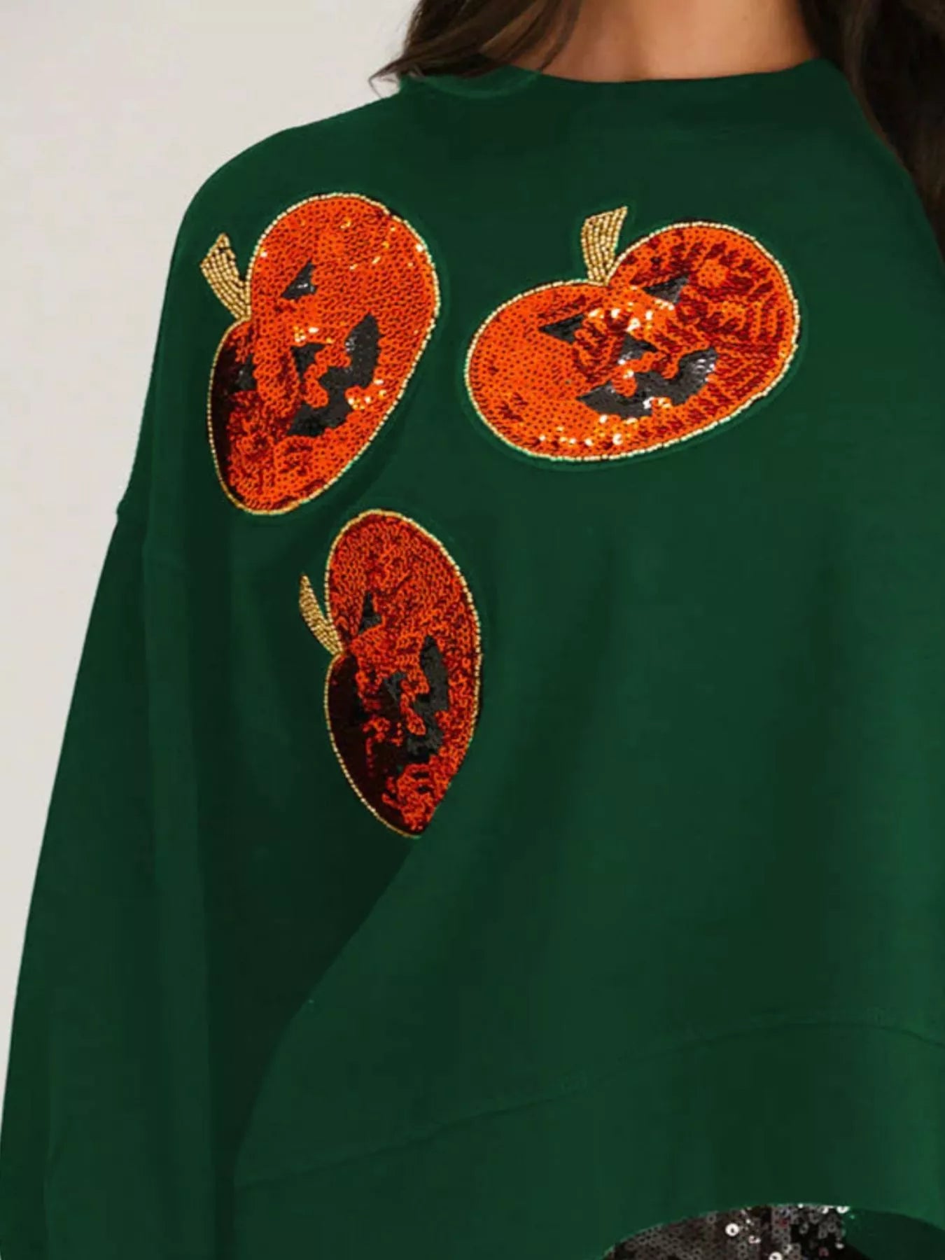 Halloween Pumpkin Round Neck Sweatshirt OutfitFlow