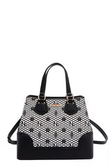 Nicole Lee USA Monogram Pattern Handbag with Rhinestones Decor BLACK OS Trendsi