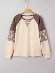 Floral Print Patchwork Color Block Long Sleeve Top Trendsi