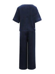 Round Neck Top and Pants Set OutfitFlow