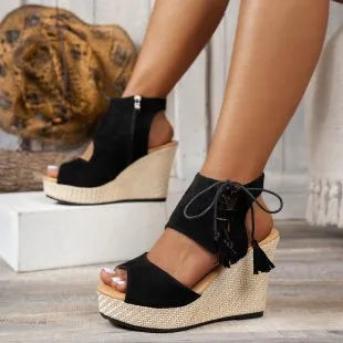 Peep Toe Wedge Sandals OutfitFlow