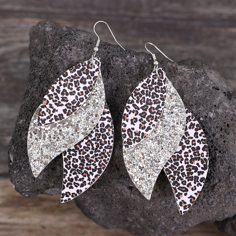 Outfit Flow - PU Leather Leopard Leaf Earrings