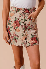 SO ME Floral Jacquard Button Front Mini Skirt with Scall Trendsi