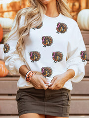 Thanksgiving Turkey Sequin Patched Sweatshirt OutfitFlow