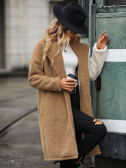 Contrast Dropped Shoulder Sherpa Coat Trendsi