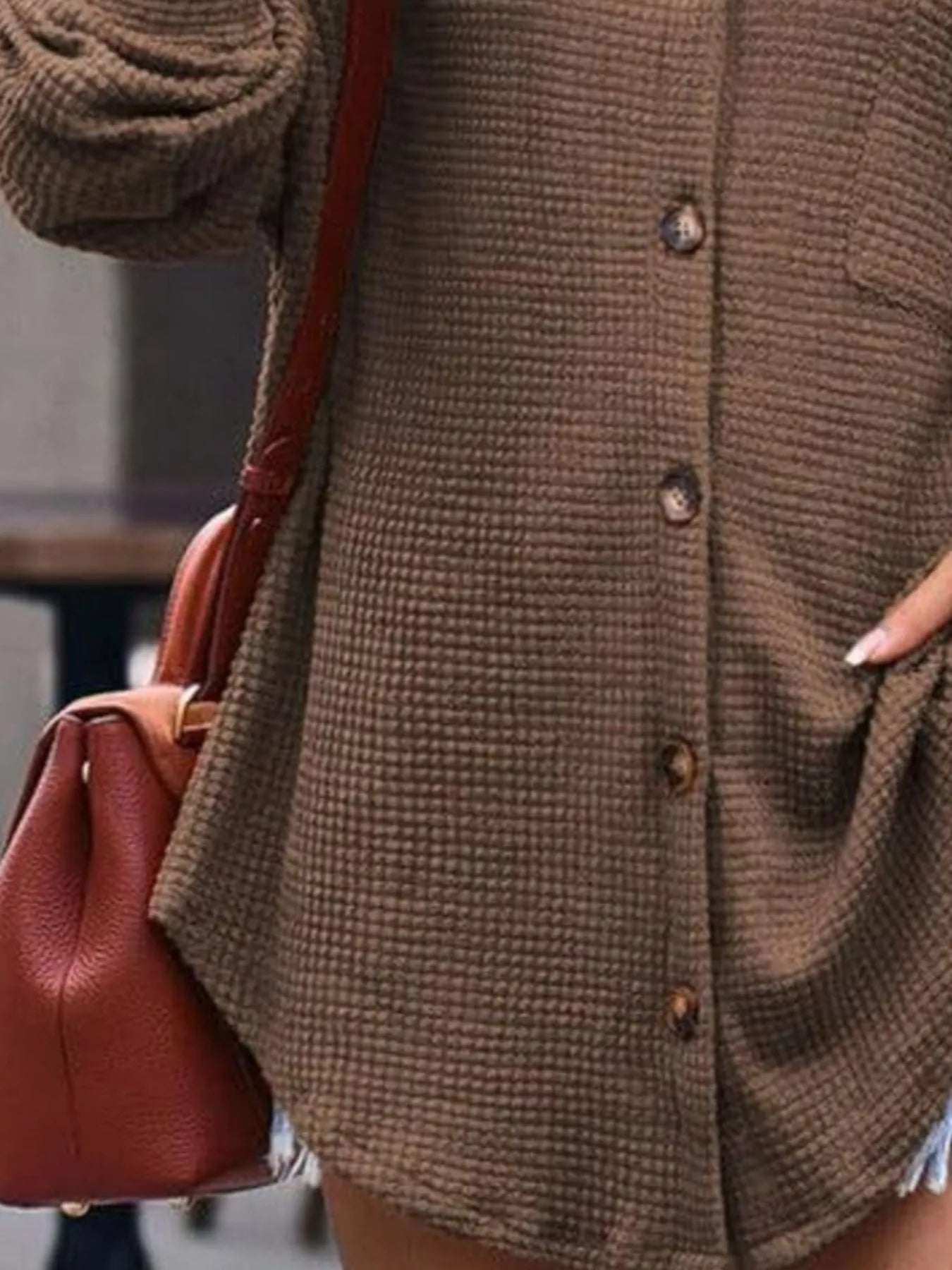 Waffle Knit Button-Down Shirt OutfitFlow