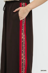 Umgee Wide Leg Pants with Contrast Side Trim OutfitFlow