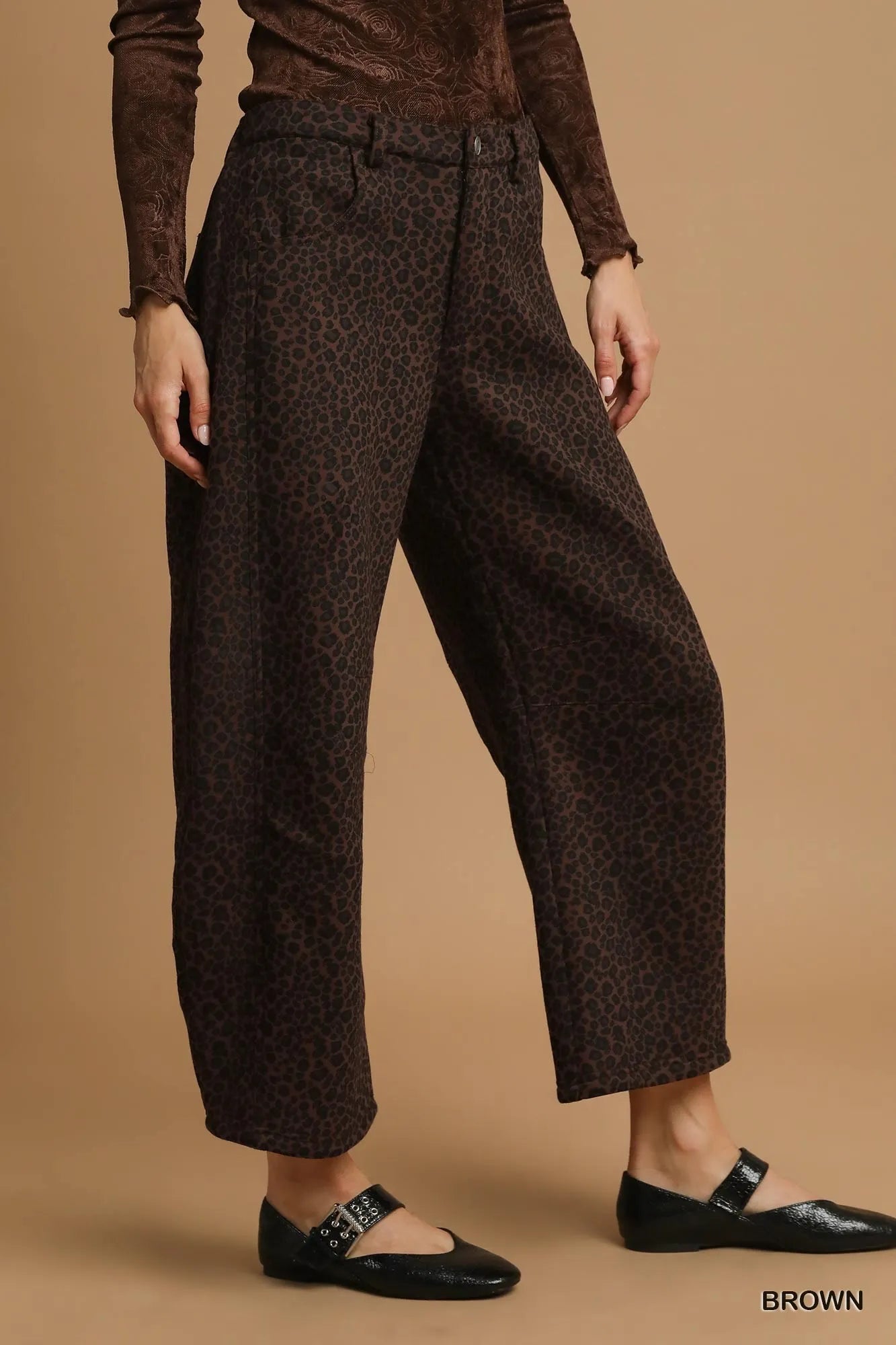 Umgee Leopard Print Wide Leg Pants OutfitFlow