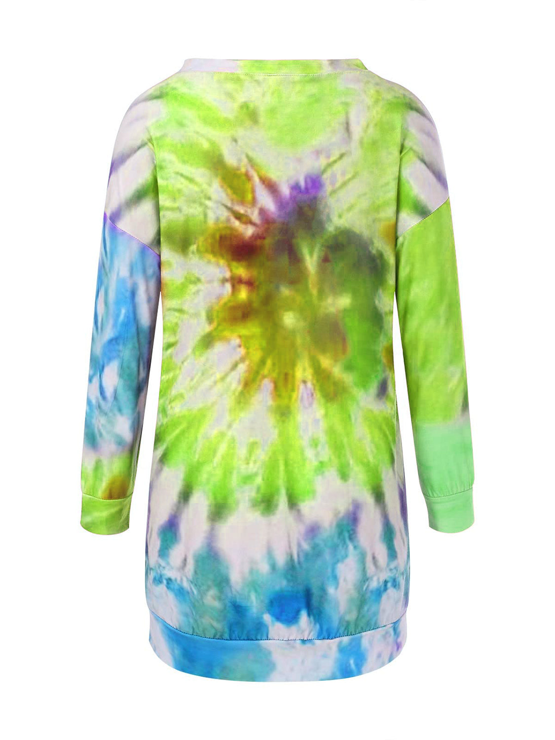 Outfit Flow - Full Size Tie-Dye Round Neck Long Sleeve Dress