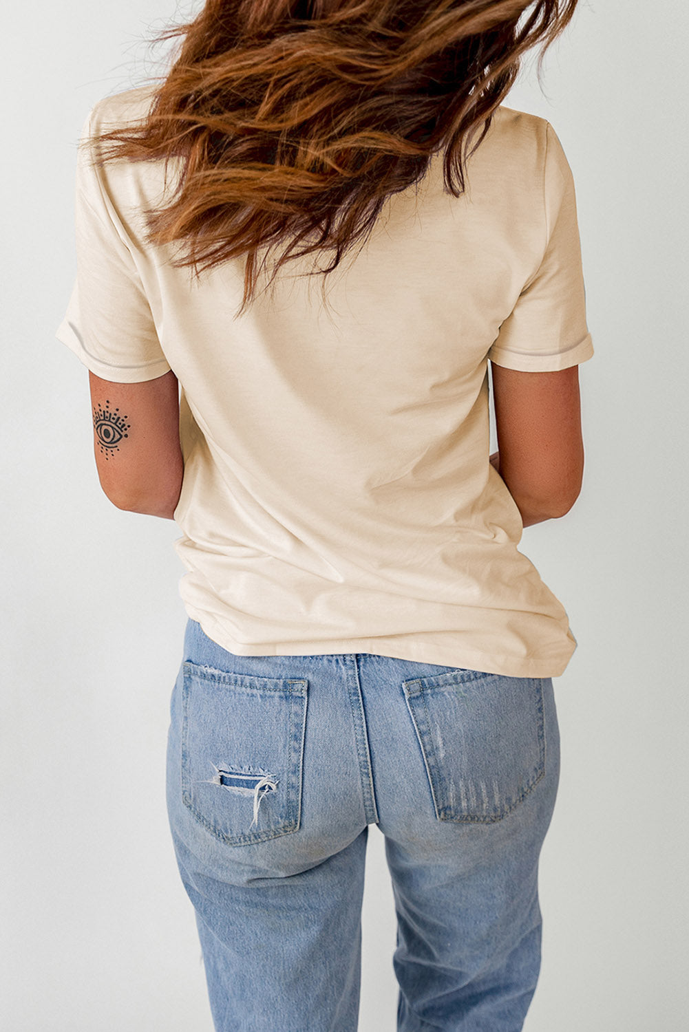 Pumpkin Graphic Round Neck Cuffed T-Shirt OutfitFlow