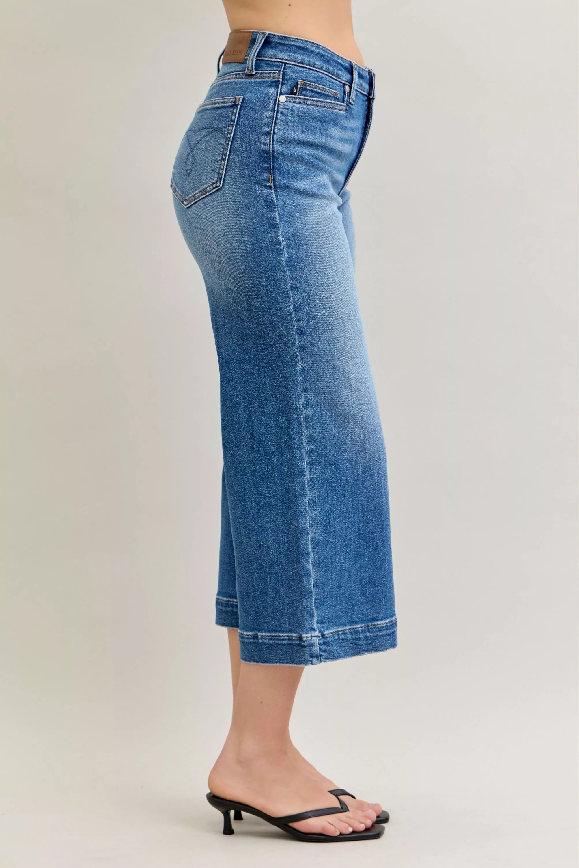 Judy Blue Mid Rise Crop Wide Leg Jeans OutfitFlow