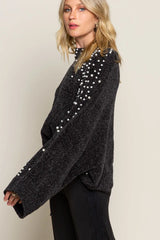 POL Oversized Pearl Embellished Sweater Trendsi