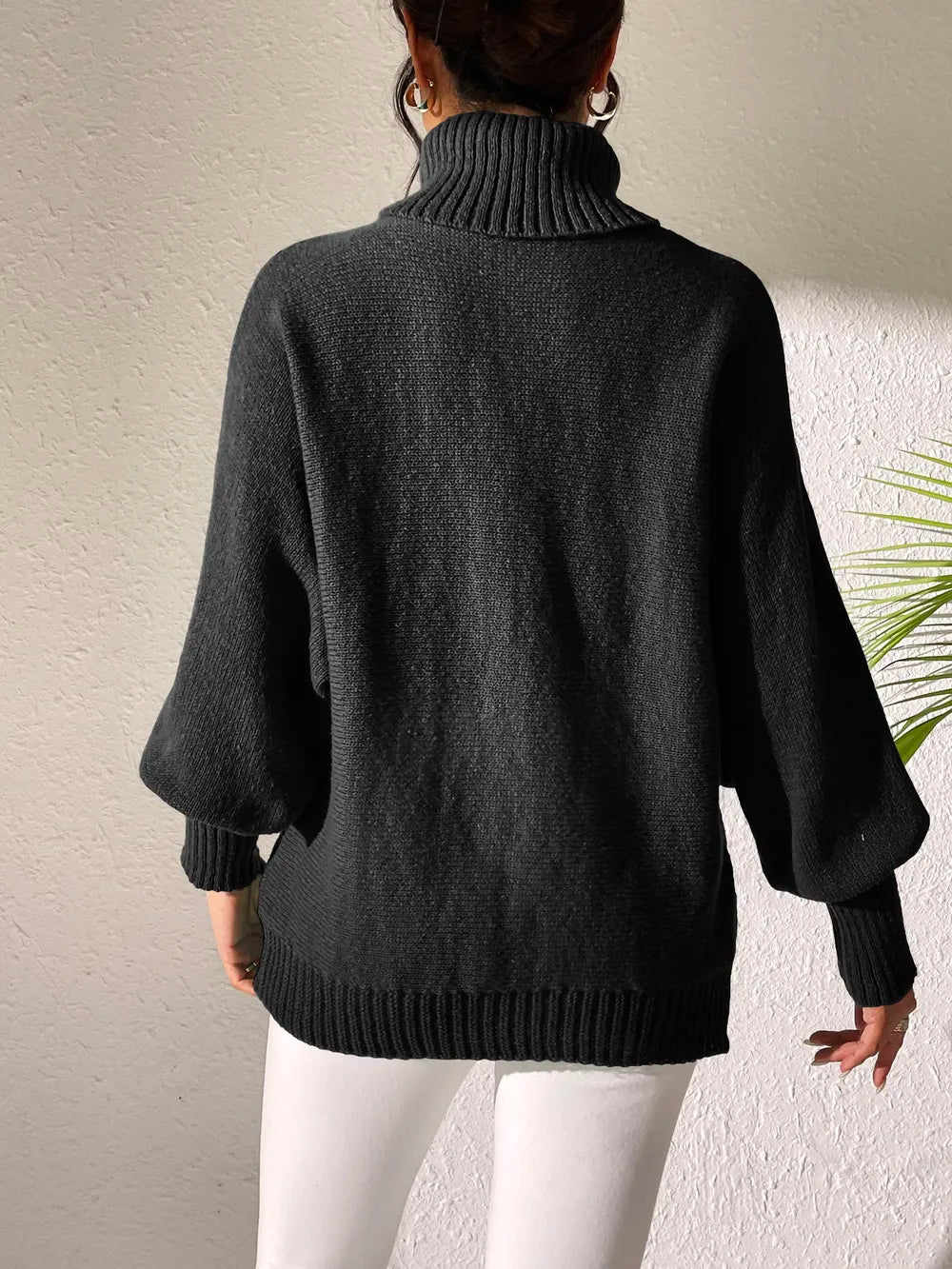 Turtleneck Long Sleeve Sweater OutfitFlow
