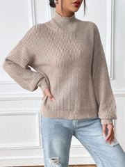 Turtleneck Long Sleeve Sweater Mocha Trendsi