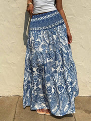 Printed High Waist Maxi Skirt OutfitFlow