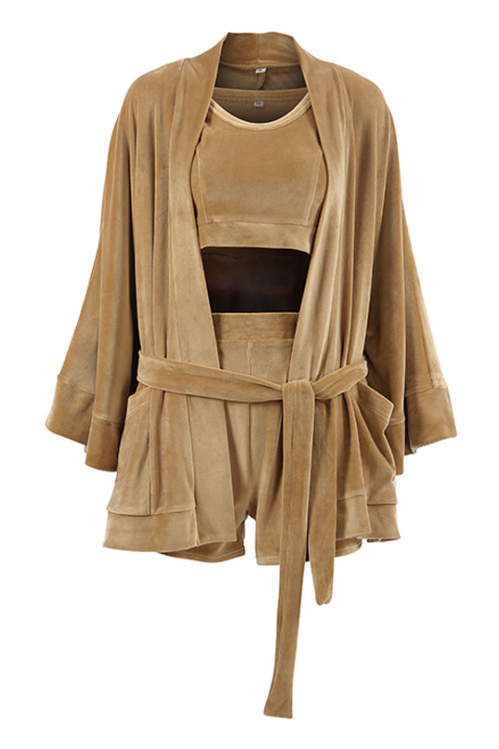 Outfit Flow - Basic Bae Buttery-Soft Bra, Open Front Cardigan and Shorts Set