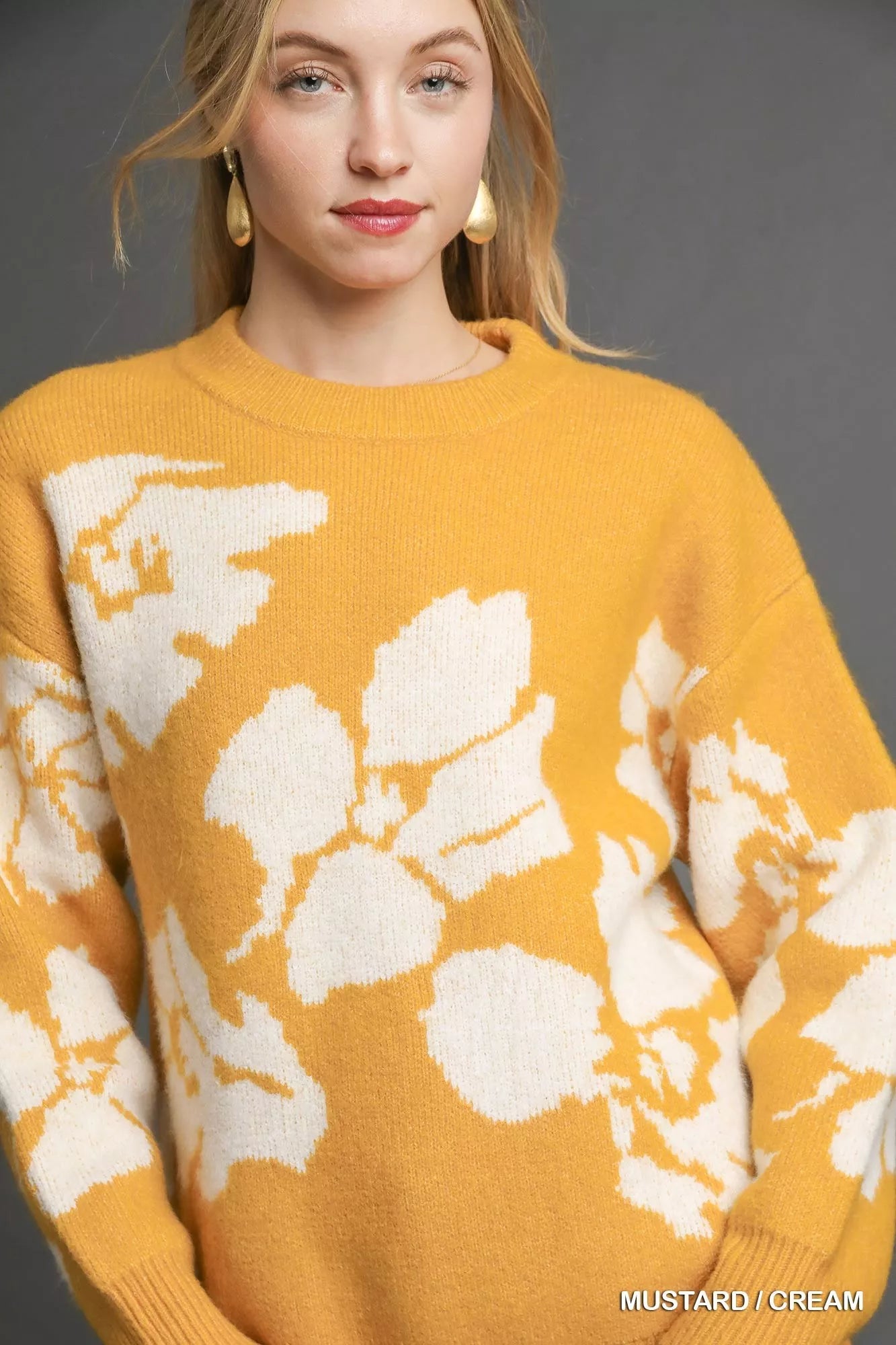 Umgee Floral Long Sleeve Sweater OutfitFlow