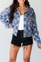 Outfit Flow - Checkered Button Up Denim Jacket