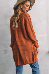 Outfit Flow - Open Front Textured Cardigan with Pockets