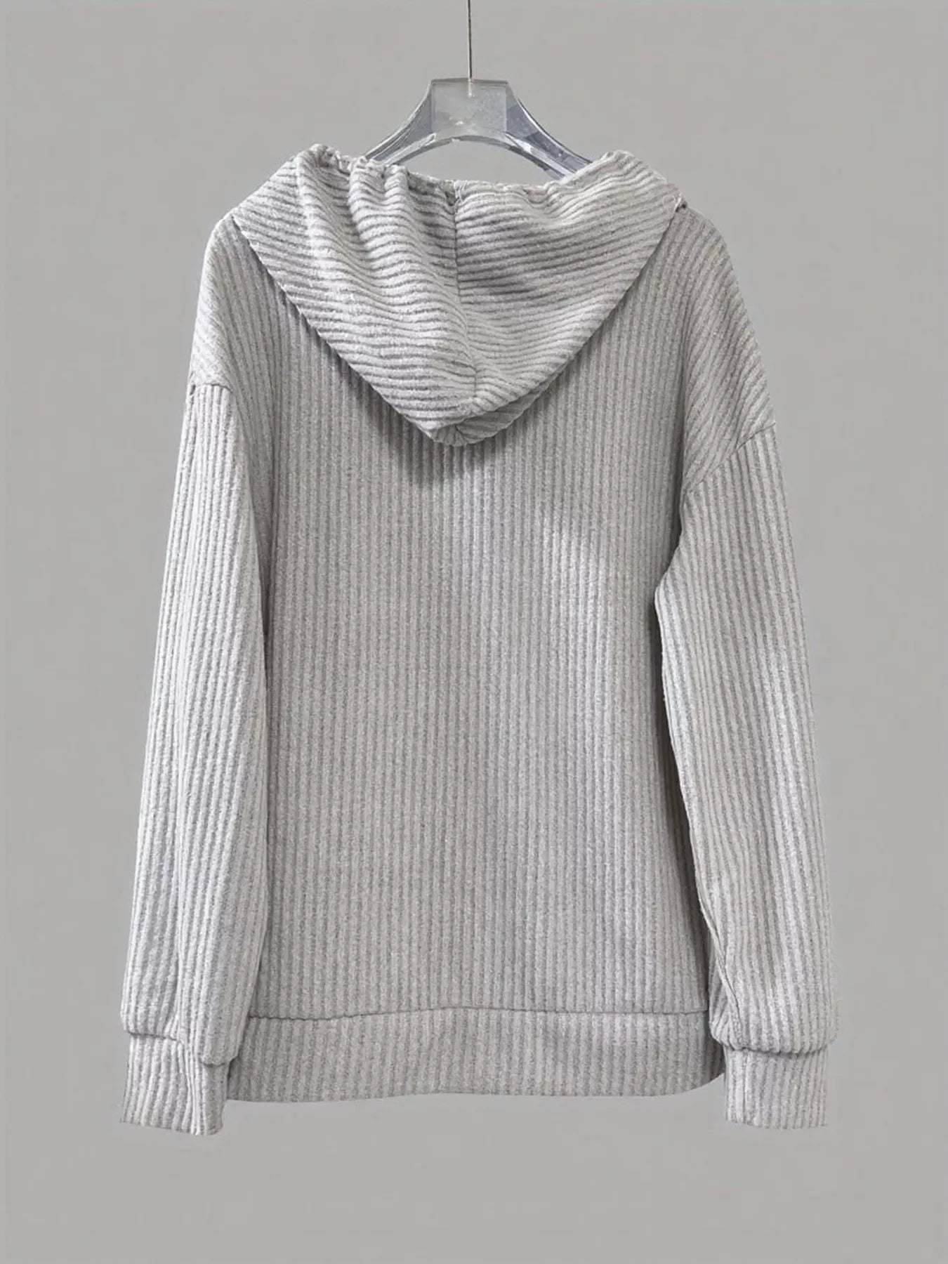 Button-Front Drawstring Hoodie OutfitFlow