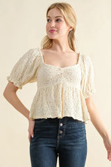 And The Why Lovely Textured and Smocked Top OutfitFlow