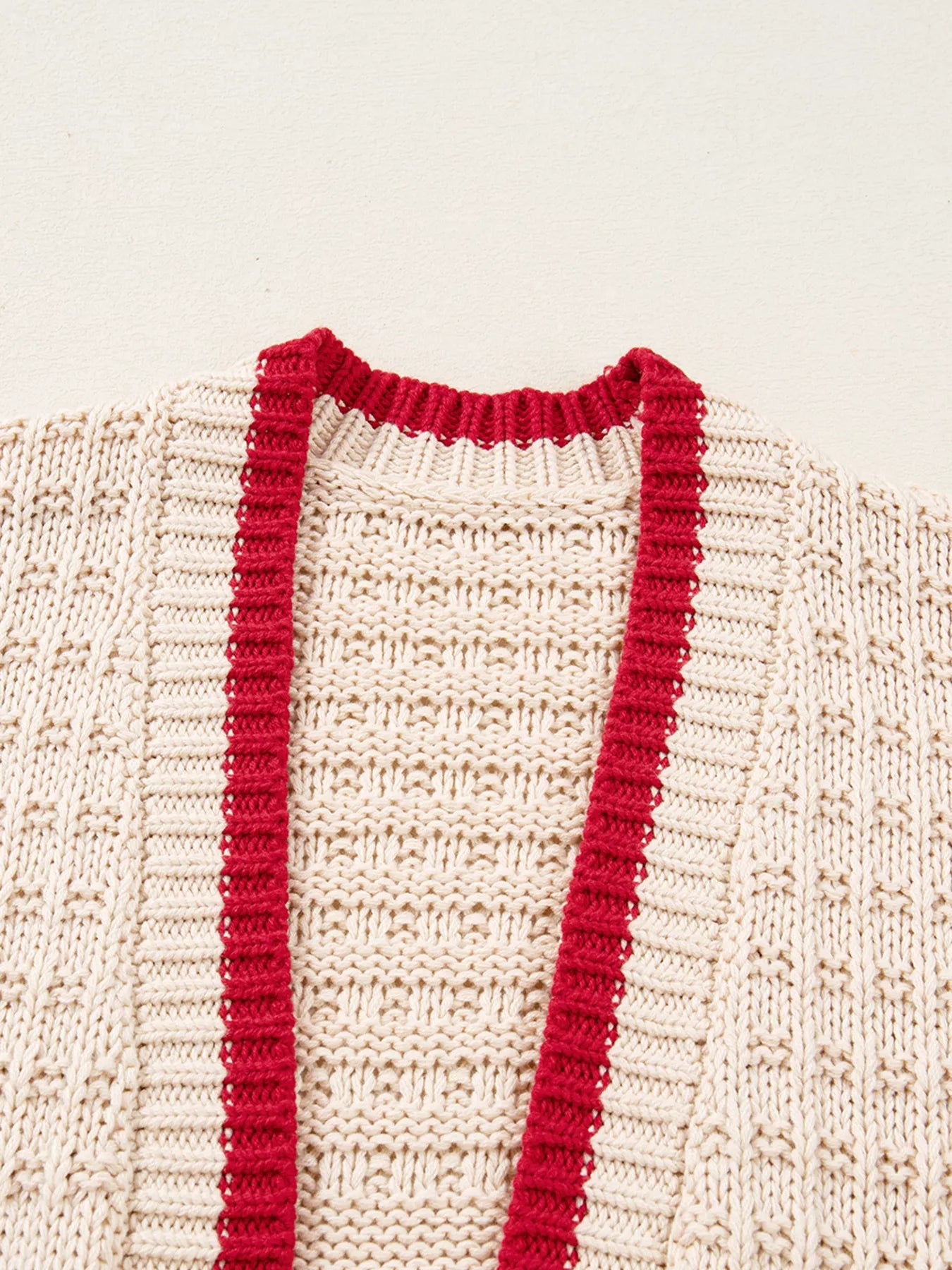 Bow Pattern Textured Open Front Baggy Cardigan OutfitFlow