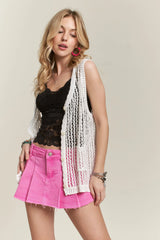 ADORA Button Down Crochet Vest Top OutfitFlow