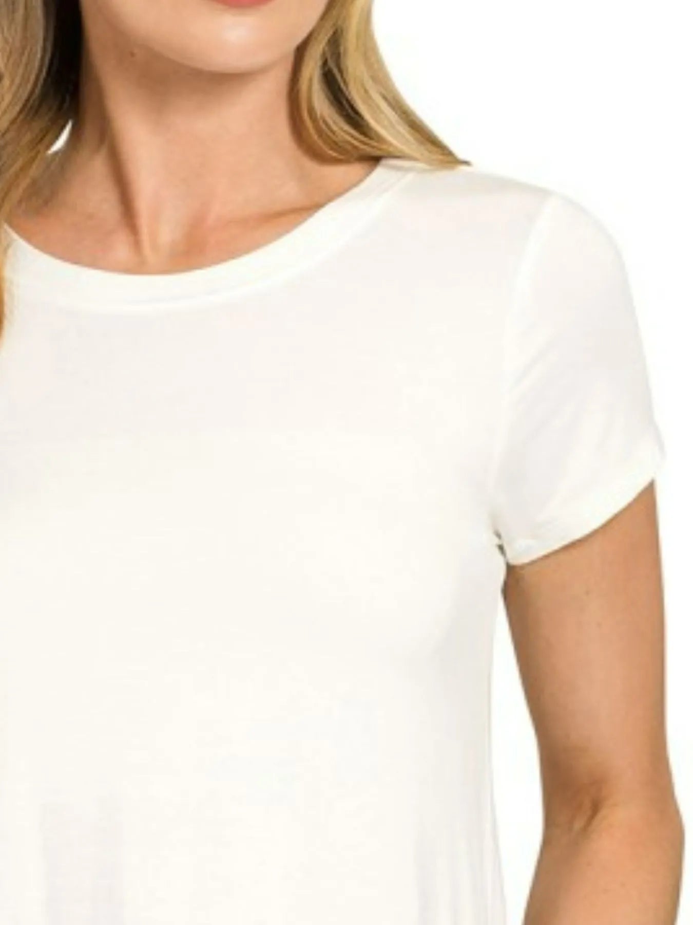 Zenana Flowy Round Hem Rayon Short Sleeve T-Shirt Trendsi