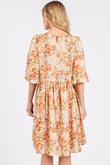 Mittoshop Flower Print Linen Blend Babydoll Mini Dress OutfitFlow