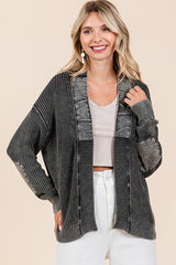 Outfit Flow - Mittoshop Contrast Patch Open Front Mineral Wash Cardigan