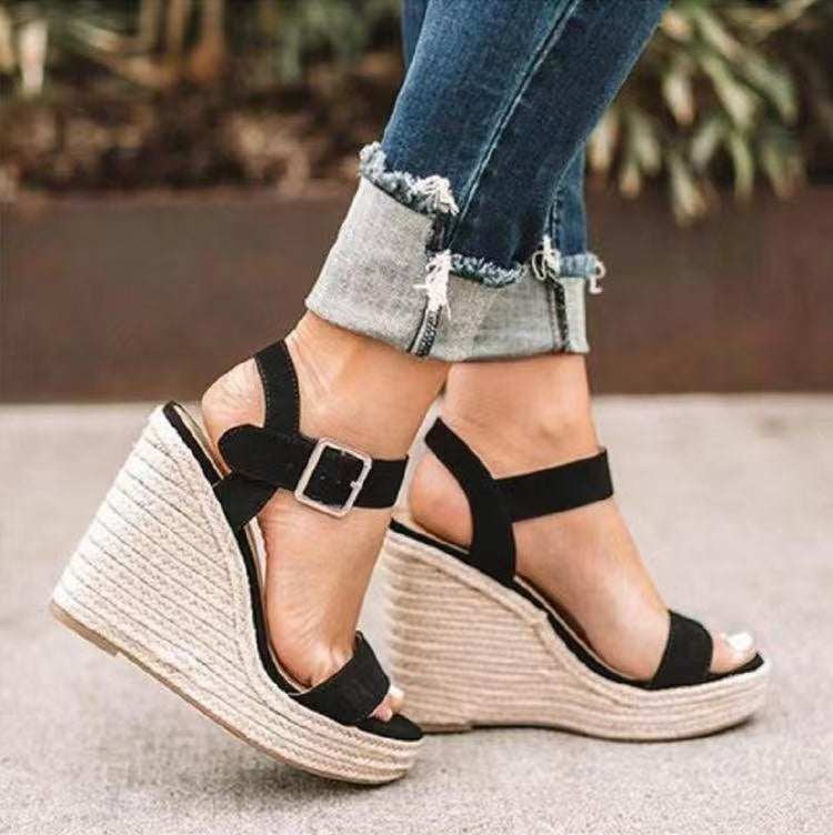 Outfit Flow - Open Toe High Heel Wedge Sandals