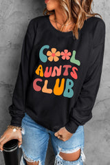 Letter Graphic Round Neck Long Sleeve Sweatshirt OutfitFlow