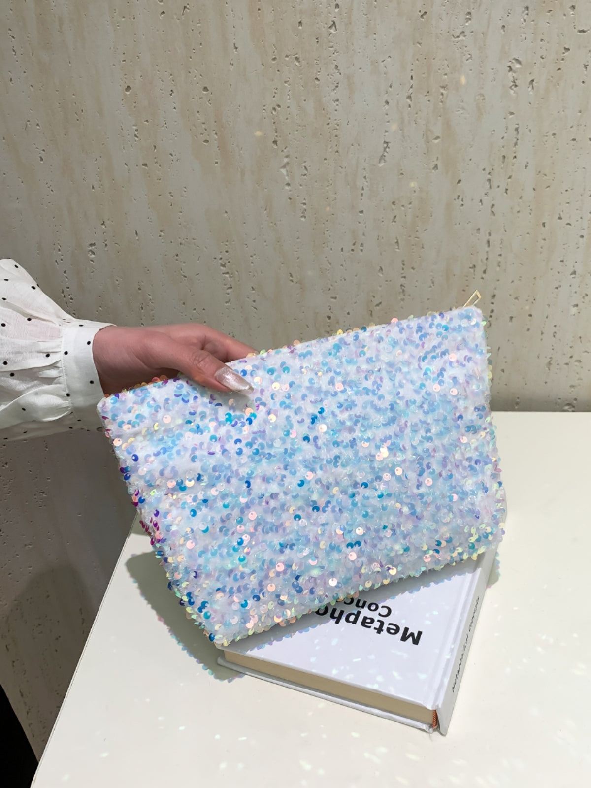 Sequin Clutch with Zipper