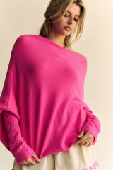 Outfit Flow - Davi & Dani Solid Color Batwing Sleeve Sweater