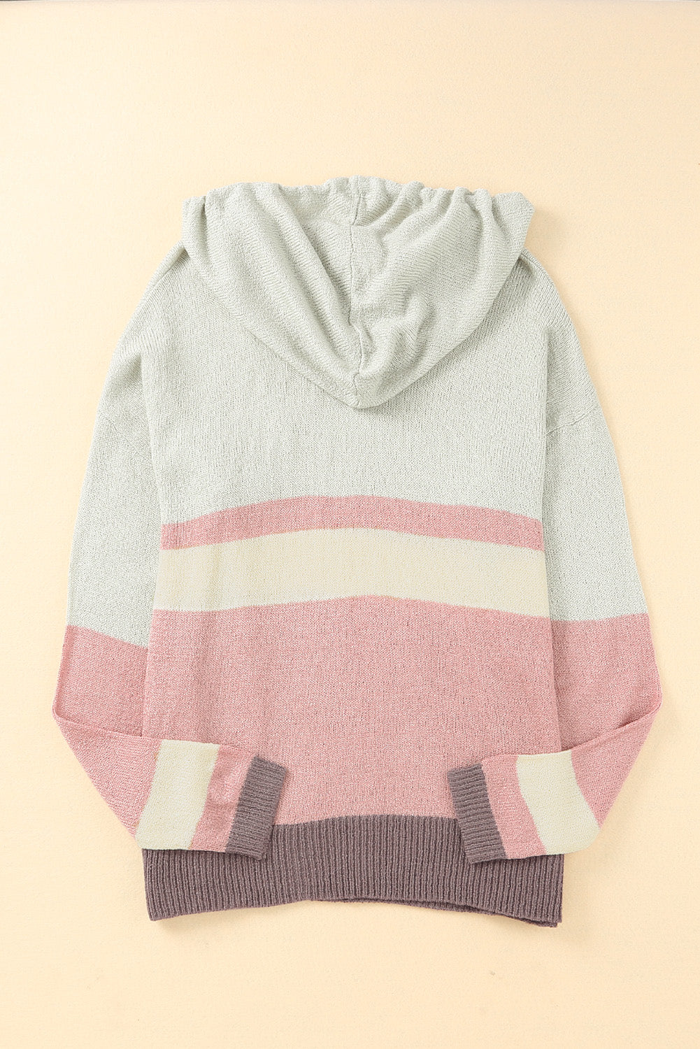 Outfit Flow - Color Block Long Sleeve Drawstring Hooded Sweater