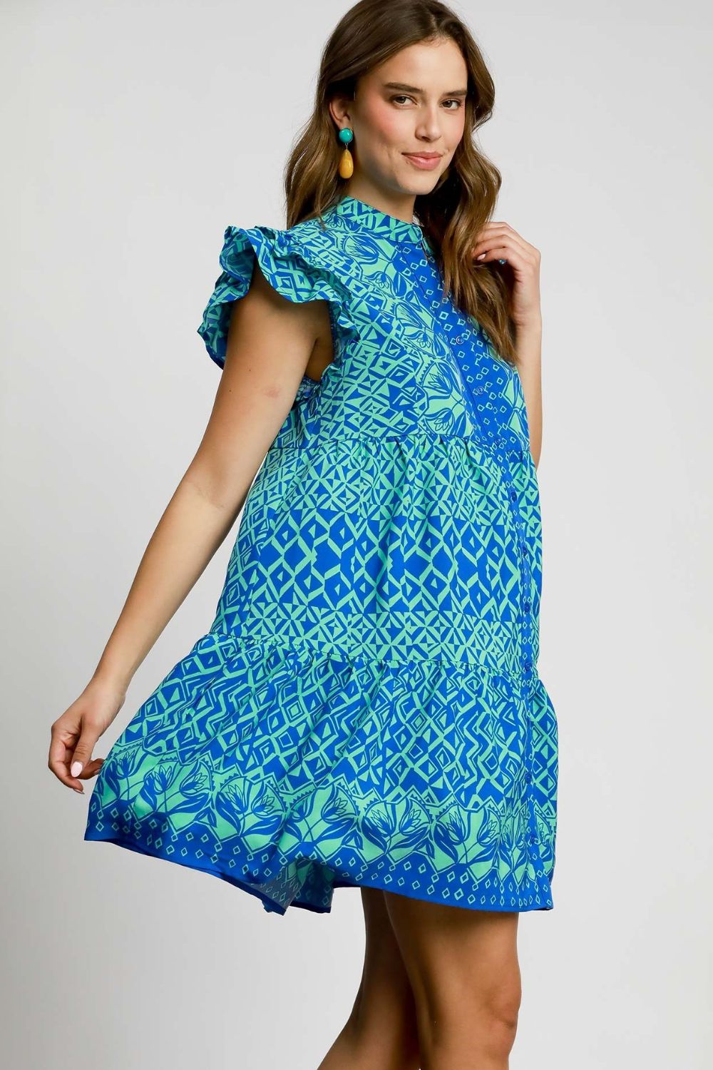 Umgee Full Size Mixed Print Mini Dress Plus Size OutfitFlow