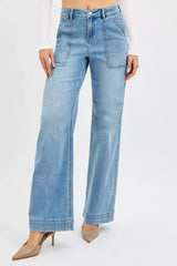 RISEN Full Size High Rise Straight Leg Jeans with Front Pockets Plus Size OutfitFlow