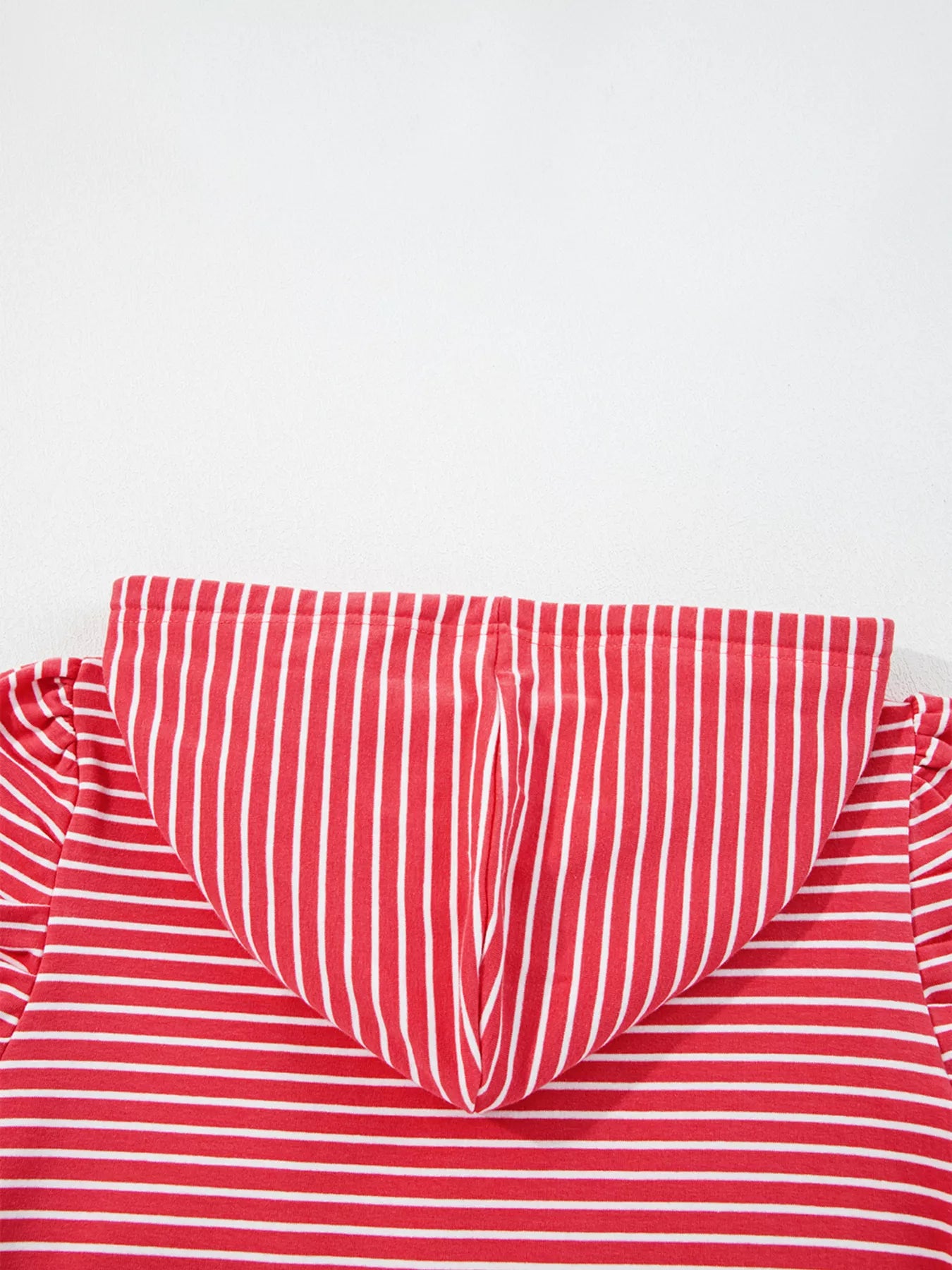 Striped Puff Sleeve Hoodie with Drawstring OutfitFlow