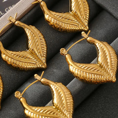 Titanium Steel Leaf Shape Earrings OutfitFlow