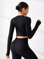 Round Neck Long Sleeve Active T-Shirt OutfitFlow