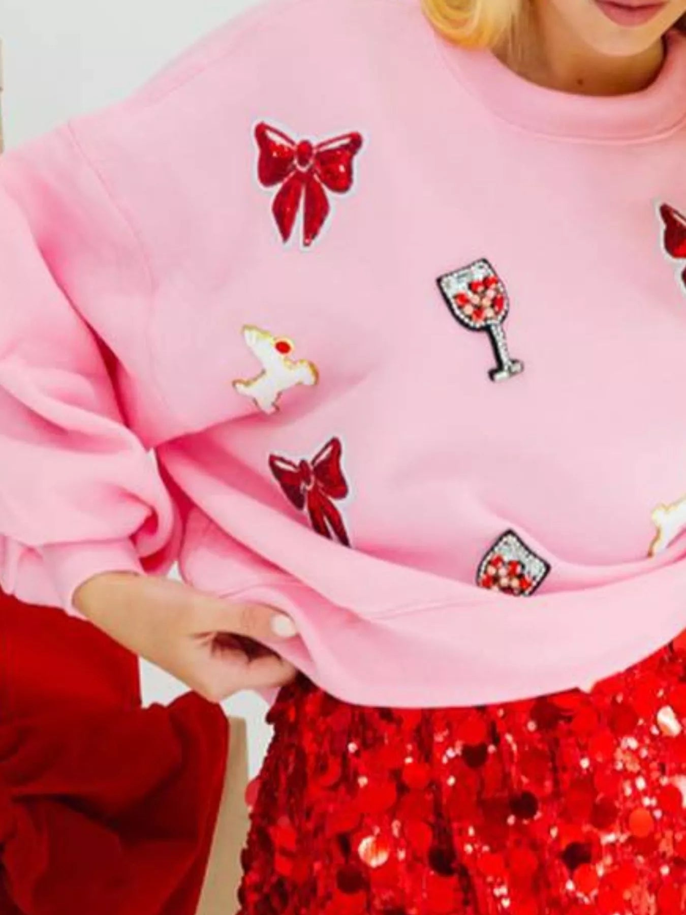 Halloween Sequin Round Neck Long Sleeve Sweatshirt OutfitFlow