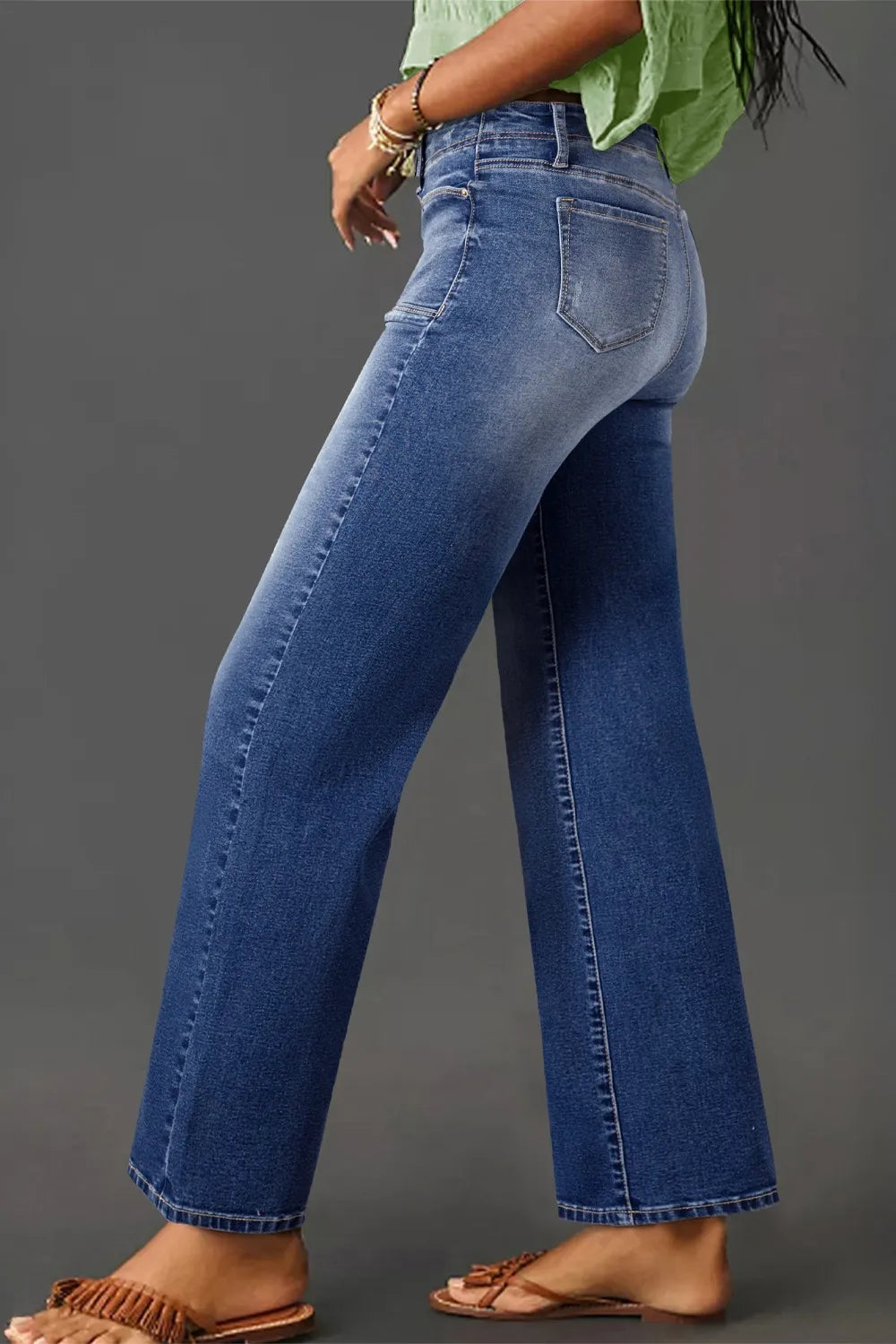 High-Waisted Wide-Leg Vintage Wash Jeans OutfitFlow