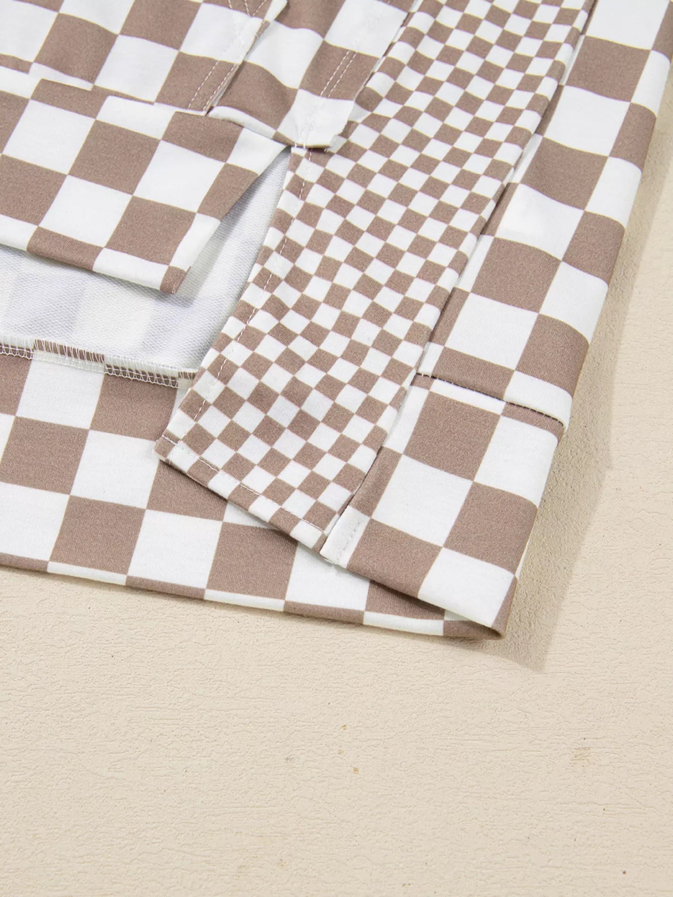 Checkered Pattern Oversized Drawstring Hoodie OutfitFlow